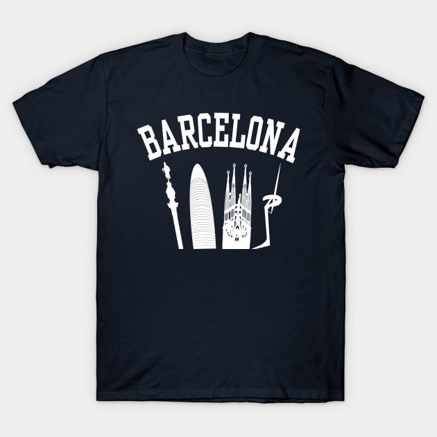 BARCELONA Skyline (White) T-Shirt by sundressed